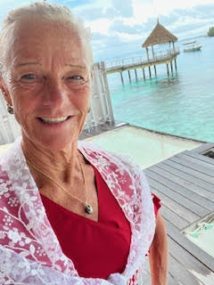 Theodora in her Villa in Bora Bora French Polynesia