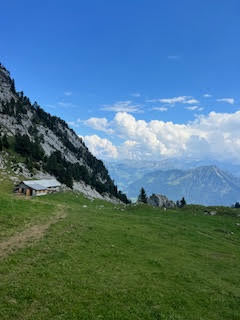Theodora climbing Pilatus mountain in Switzerland