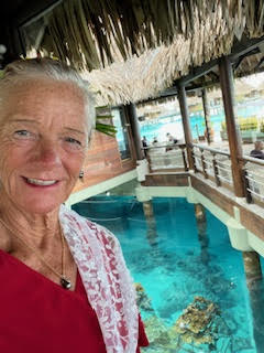 Theodora in her Villa in Bora Bora French Polynesia