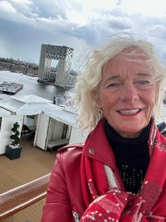 Theodora sailing out of Amsterdam Harbor