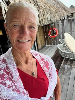Theodora in her Villa in Bora Bora French Polynesia