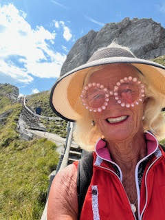Theodora climbing Pilatus mountain in Switzerland