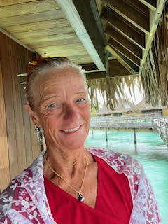 Theodora in her Villa in Bora Bora French Polynesia