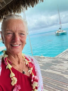 Theodora in her Villa in Bora Bora French Polynesia