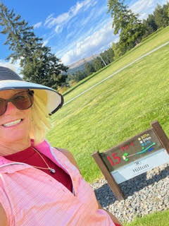 Theodora playing golf at Queenstown Golf New Zealand