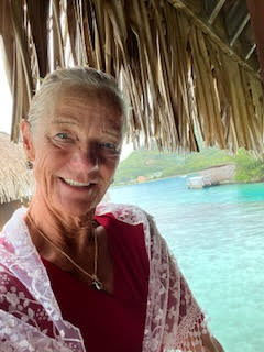 Theodora in her Villa in Bora Bora French Polynesia