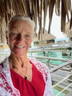 Theodora in her Villa in Bora Bora French Polynesia