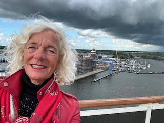 Theodora sailing out of Amsterdam Harbor