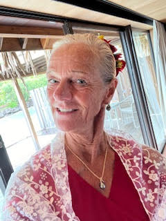Theodora in her Villa in Bora Bora French Polynesia