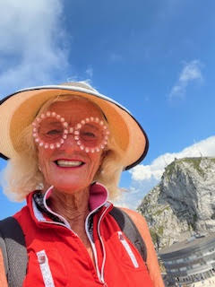 Theodora climbing Pilatus mountain in Switzerland