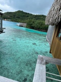 Theodora in her Villa in Bora Bora French Polynesia