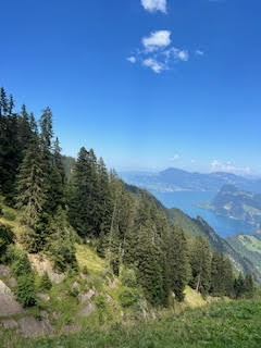Theodora climbing Pilatus mountain in Switzerland