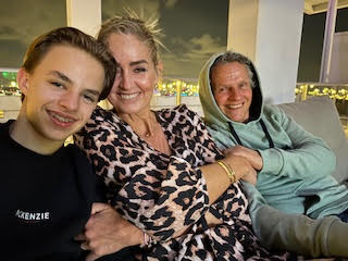 Theodora hosts Formula I champ Jan Lammers and son René from Zandvoort, Netherlands
