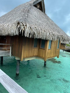 Theodora in her Villa in Bora Bora French Polynesia