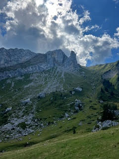 Theodora climbing Pilatus mountain in Switzerland