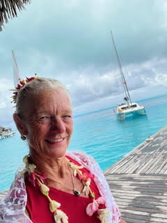 Theodora in her Villa in Bora Bora French Polynesia