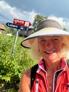 Theodora climbing Pilatus mountain in Switzerland