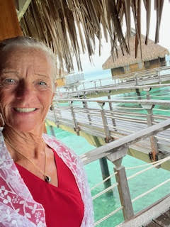 Theodora in her Villa in Bora Bora French Polynesia