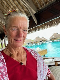Theodora in her Villa in Bora Bora French Polynesia