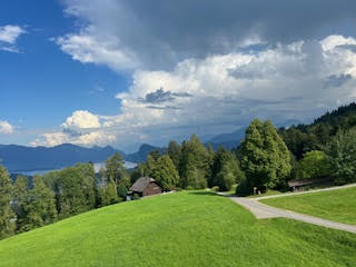 Theodora climbing Pilatus mountain in Switzerland
