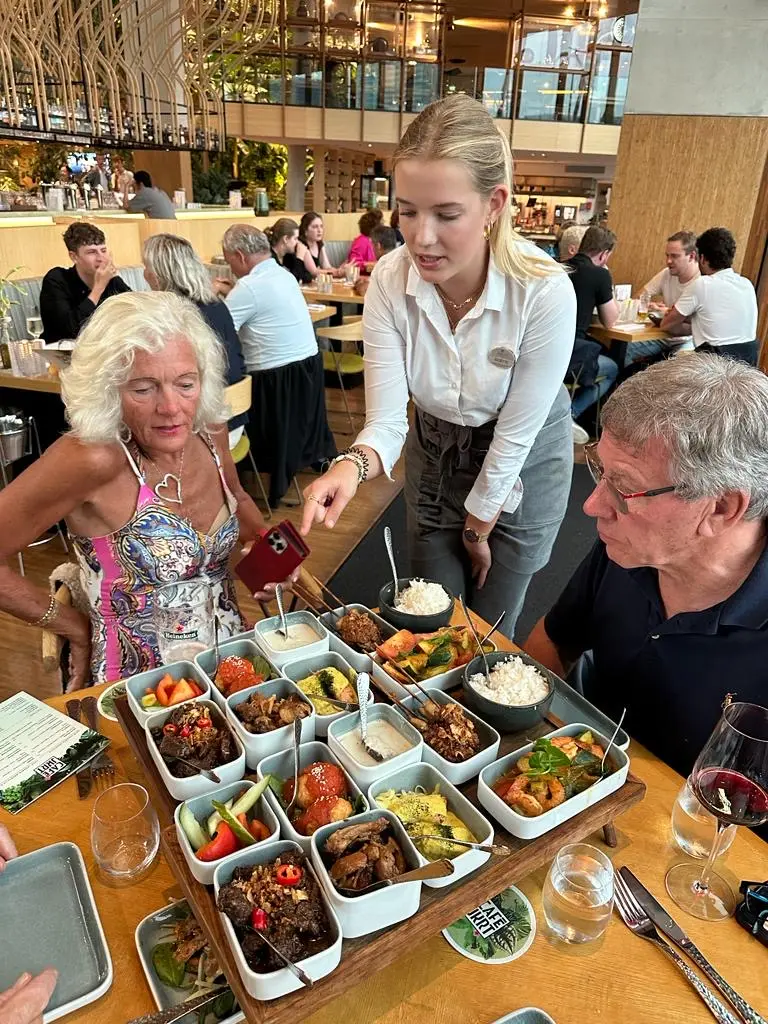Theodora in Amsterdam for traditional Indonesian dish “Indonesian Rice Table”