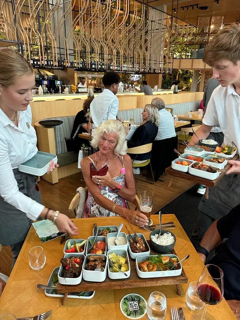 Theodora in Amsterdam for traditional Indonesian dish “Indonesian Rice Table”