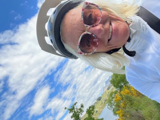 Theodora on the Franklin Bike Trail in Queenstown New Zealand