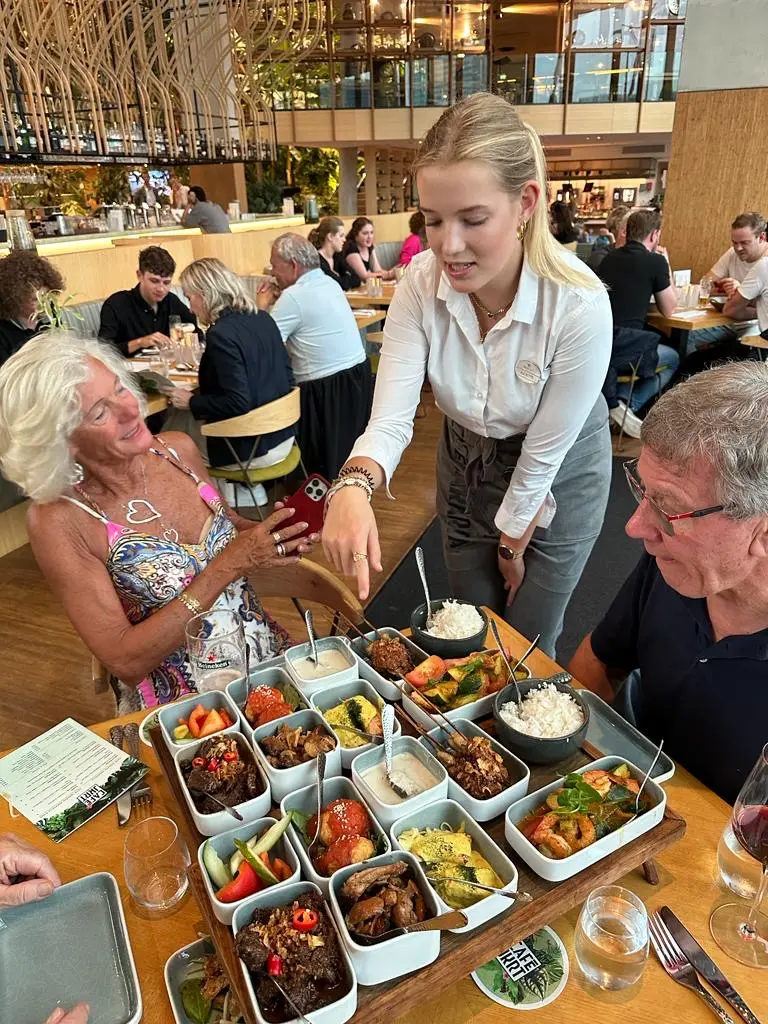 Theodora in Amsterdam for traditional Indonesian dish “Indonesian Rice Table”